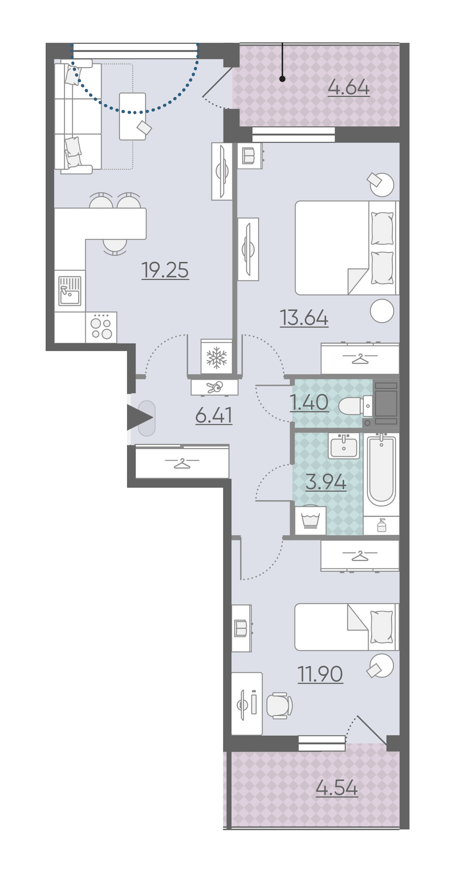 Трехкомнатная квартира в : площадь 61.13 м2 , этаж: 5 – купить в Санкт-Петербурге